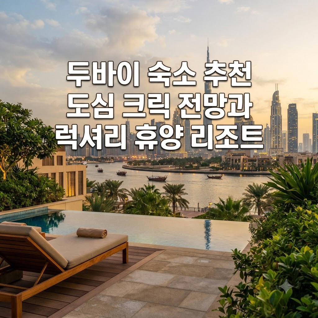 두바이 숙소 추천 도심 크릭 전망과 럭셔리 휴양 리조트